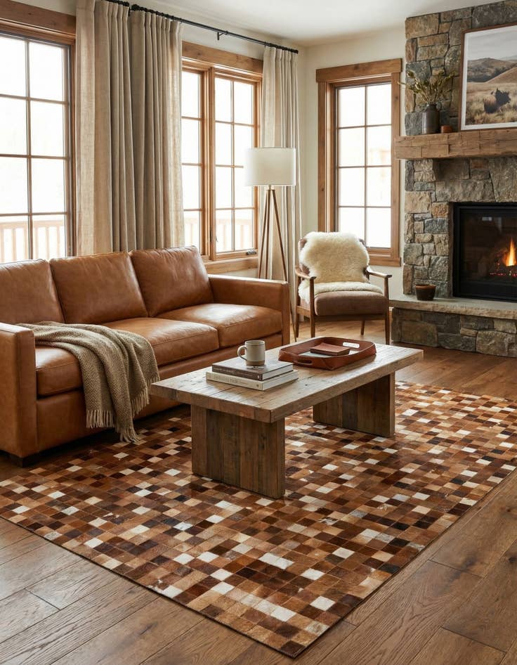 Detail image of 5' 1 x 8' 2 Cowhide Stocks Rug