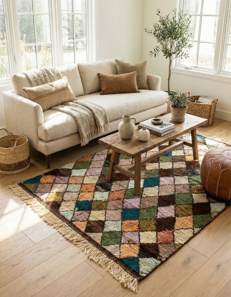 Detail image of  5' 8 x 8' 4  Hand Knotted Moroccan Wool Rug