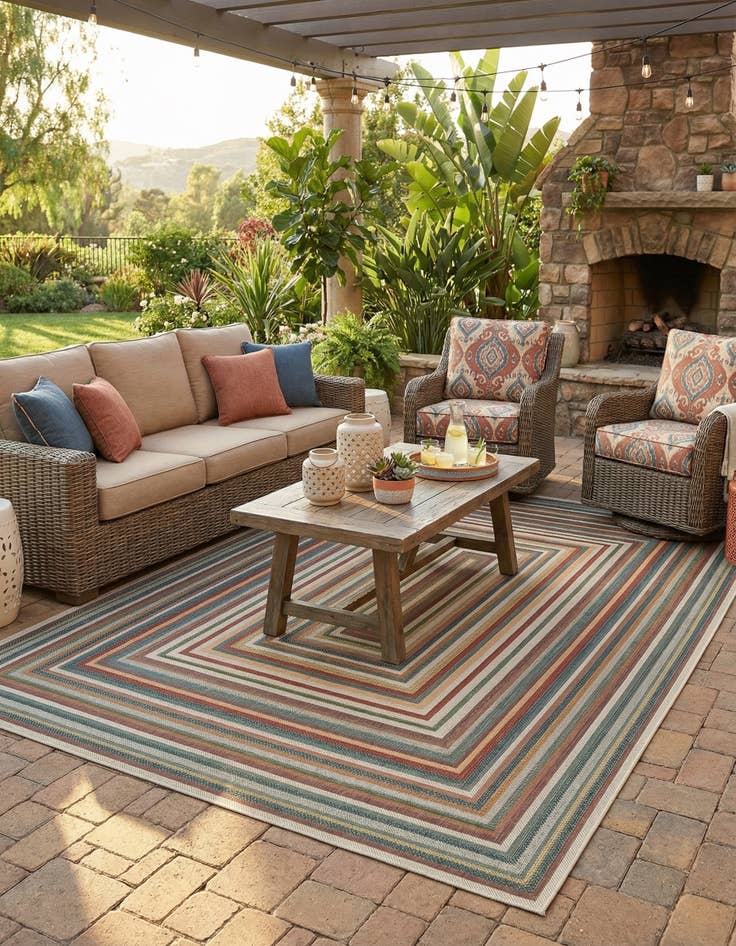 Detail image of 10' x 14'  Washable Baja Indoor / Outdoor Rug