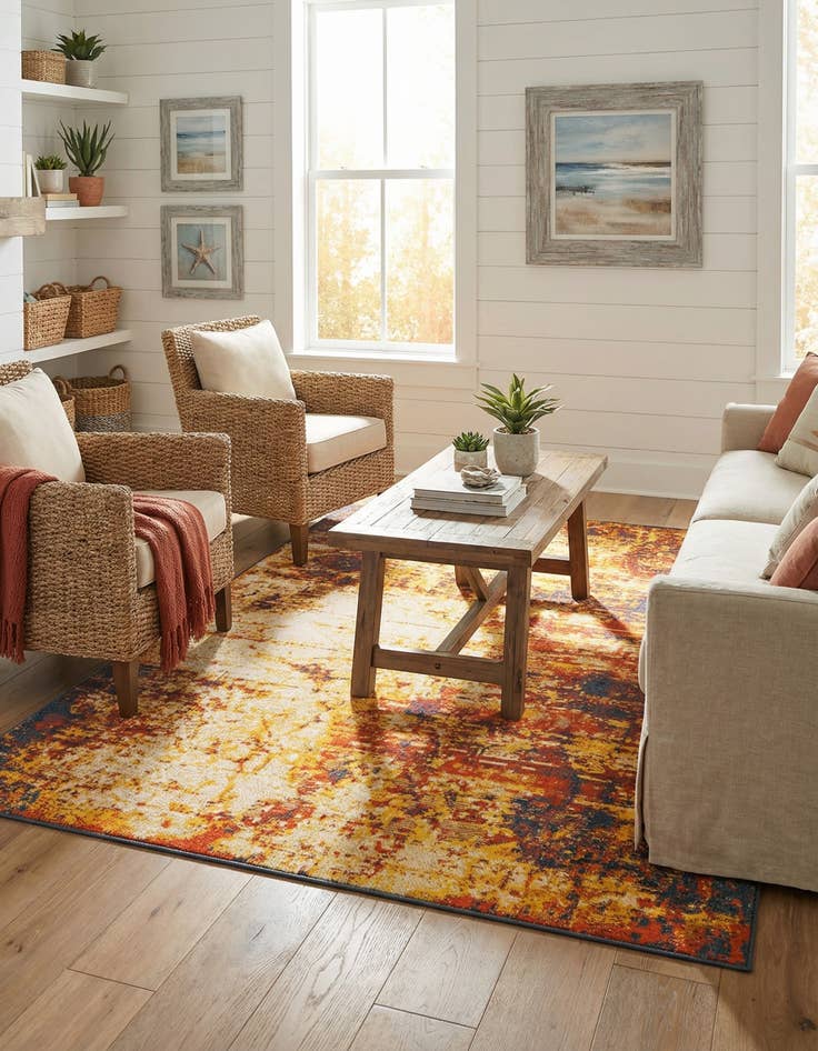 Detail image of 7' 10 x 10'  Washable Coastal Indoor / Outdoor Rug