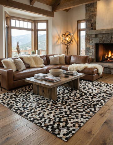 8' 1 x 10' Cowhide Leather Rug