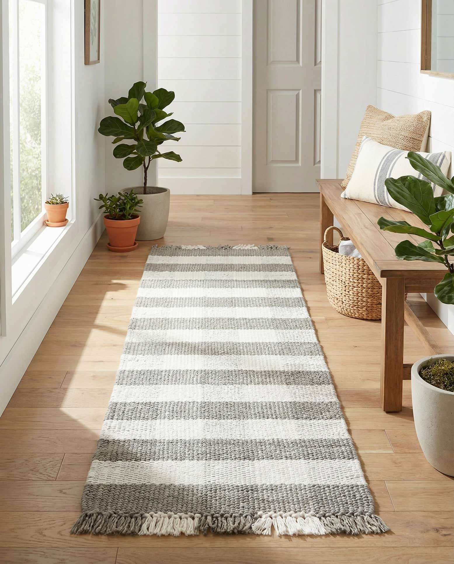 2' x 8' Easy-Clean Eco Plaid Washable Indoor / Outdoor Runner Rug