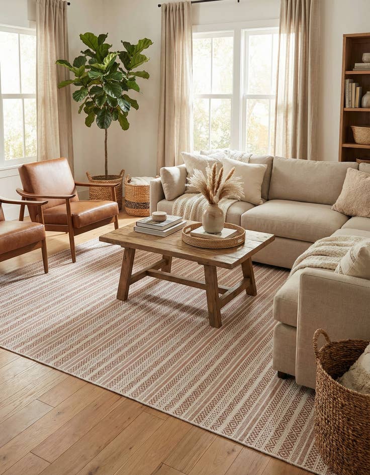 Detail image of 7' x 10' Easy-Clean Striped Indoor / Outdoor Rug