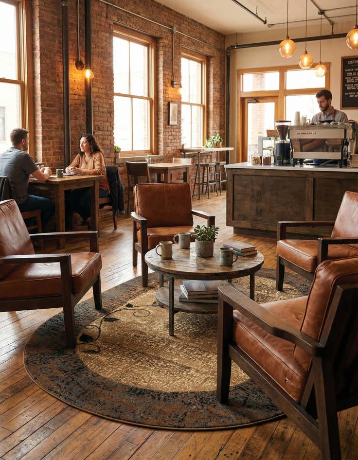 Detail image of 6' 1 x 9' Coffee Shop Oval Rug