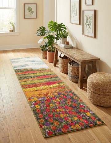 Washable Hyacinth Runner Rug
