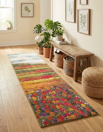 Washable Hyacinth Runner Rug