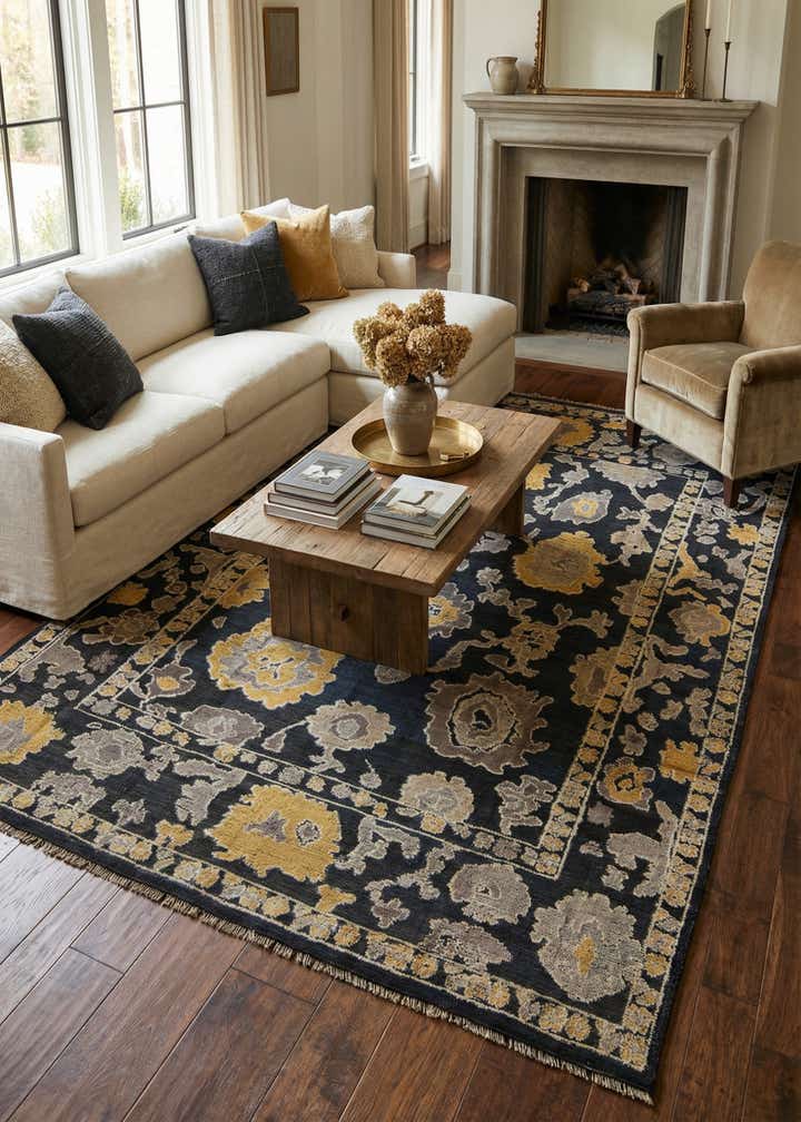 9' x 12' 6 Hand Knotted Oushak Wool Rug