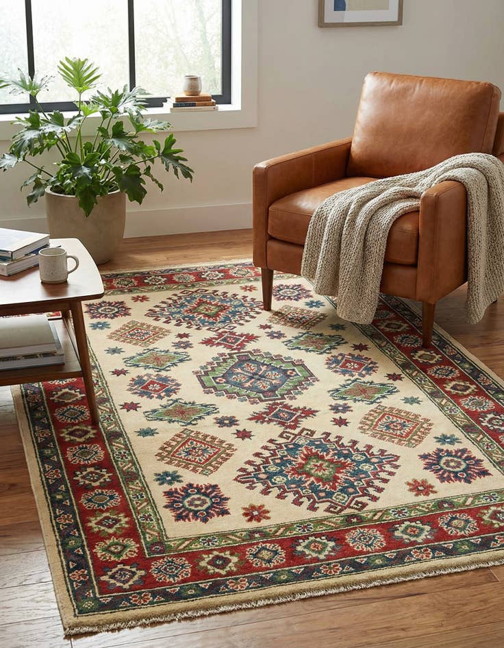 Detail image of 4' x 5' 10  Hand Knotted Kazak Rug