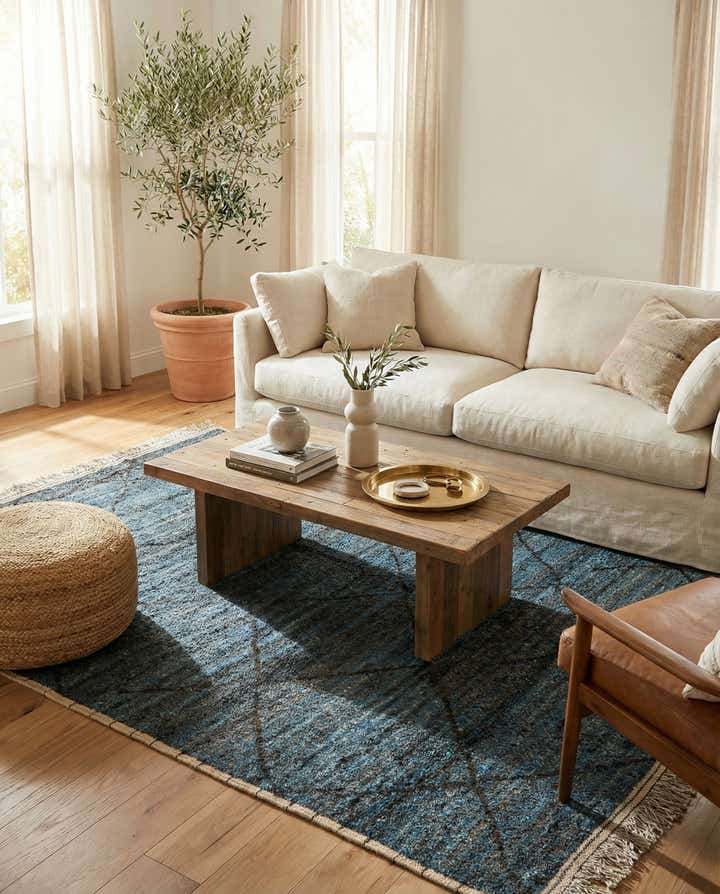 6' 5 x 9' 4 Hand Knotted Moroccan Wool Rug