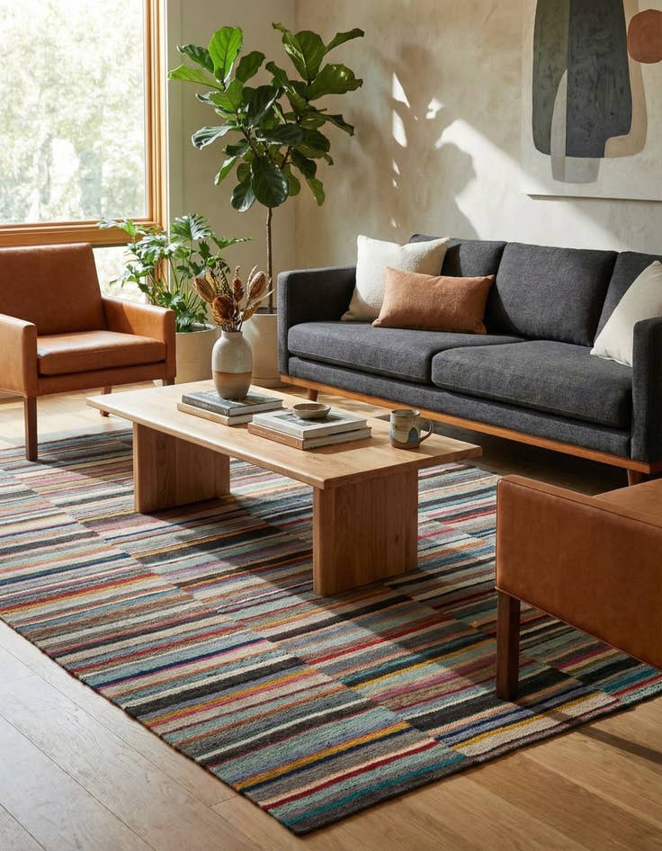 Detail image of 5' 6 x 7' 10  Hand Woven Kilim Modern Wool Rug