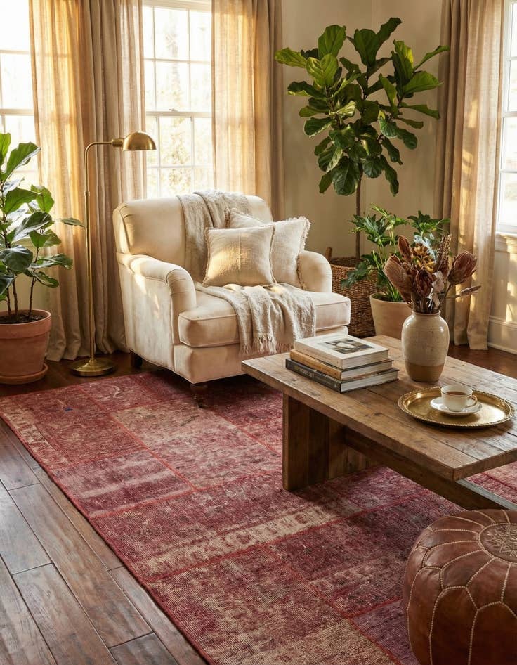 Detail image of 5' x 6' 8  Hand Knotted Ultra Vintage Persian Wool Square Rug