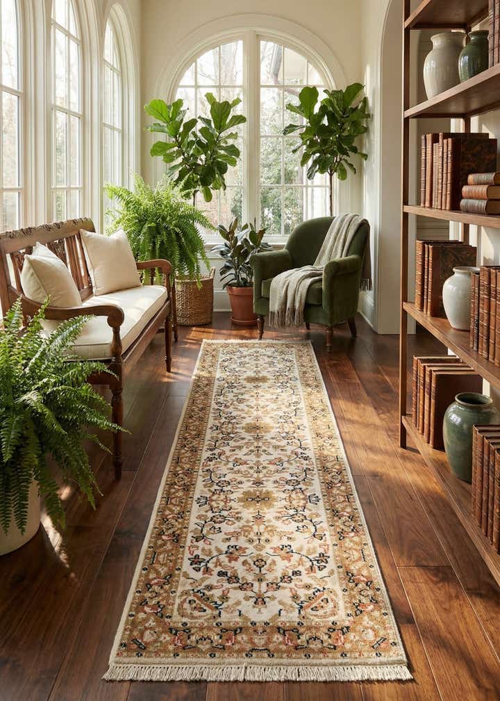 2' 9 x 9' 7 Hand Knotted Kashan Wool Runner Rug