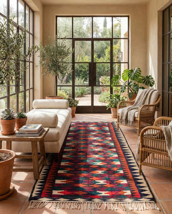 4' 6 x 9' Hand Woven Kilim Fars Wool Runner Rug