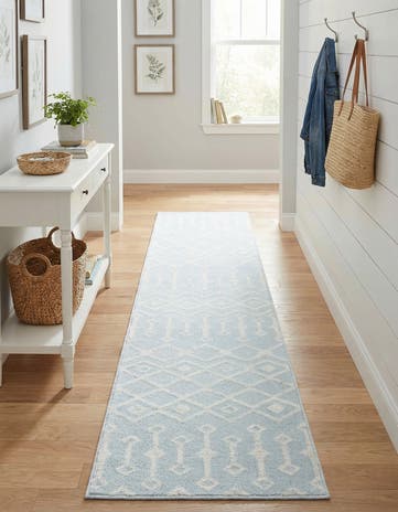 Light Blue Kasbah Trellis Runner Rug