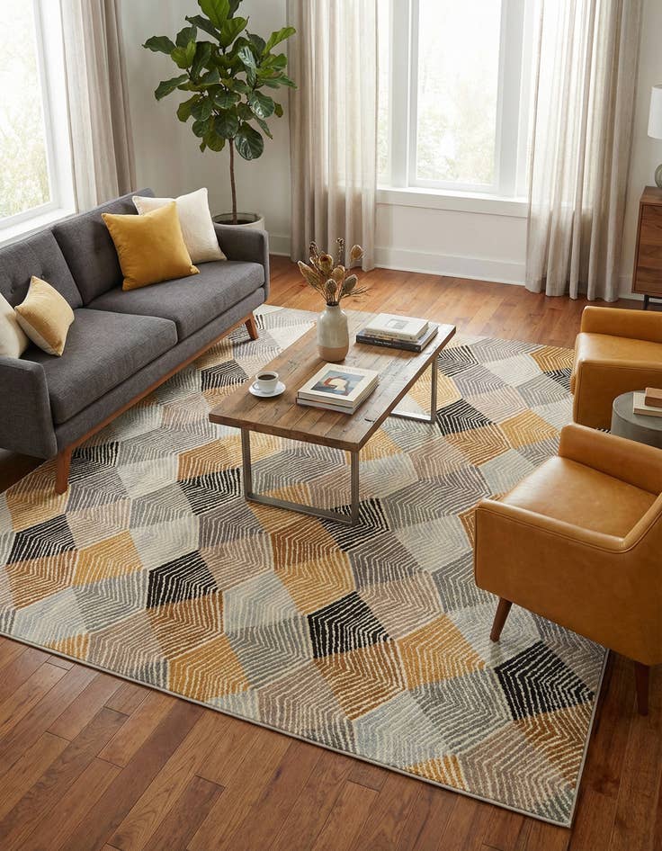 Detail image of 10' x 10'  Washable Modern Indoor / Outdoor Square Rug