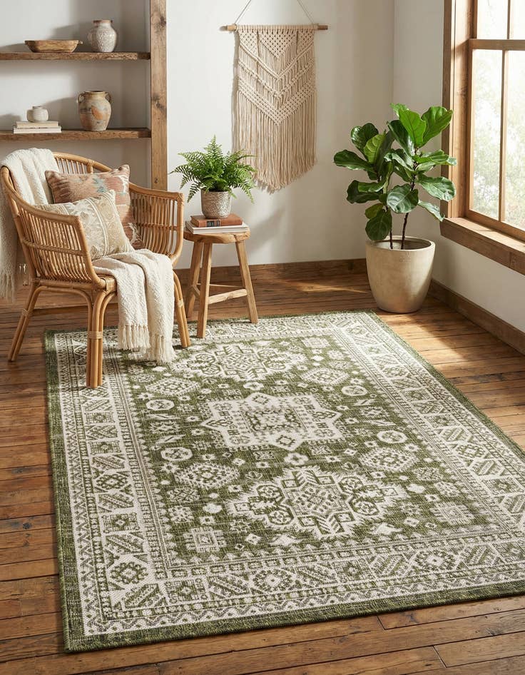 Detail image of 4' x 6'  Washable Aztec Indoor / Outdoor Rug