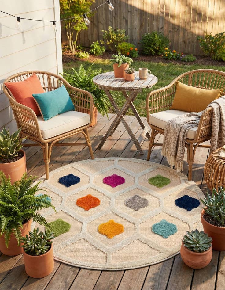 Detail image of 3' 3 x 3' 3  Washable Aruba Indoor / Outdoor Round Rug