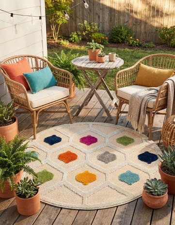 3' 3 x 3' 3 Easy-Clean Aruba Indoor / Outdoor Round Rug