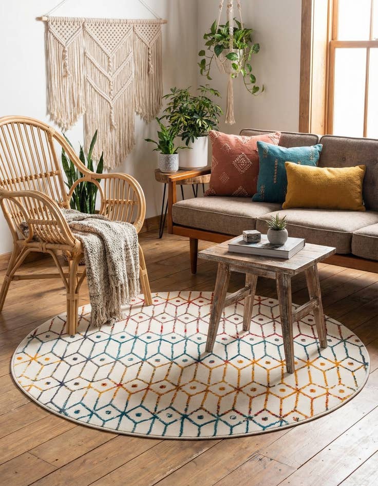 Detail image of 5' x 5' Lattice Trellis Round Rug