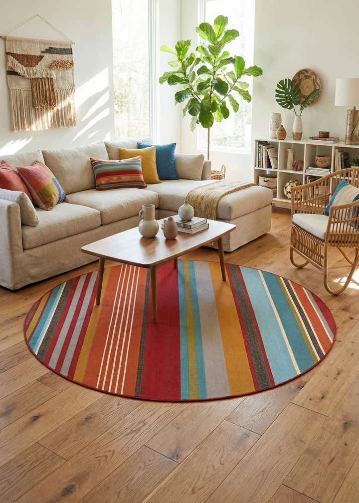 7' 10 x 7' 10 Easy-Clean Modern Indoor / Outdoor Round Rug