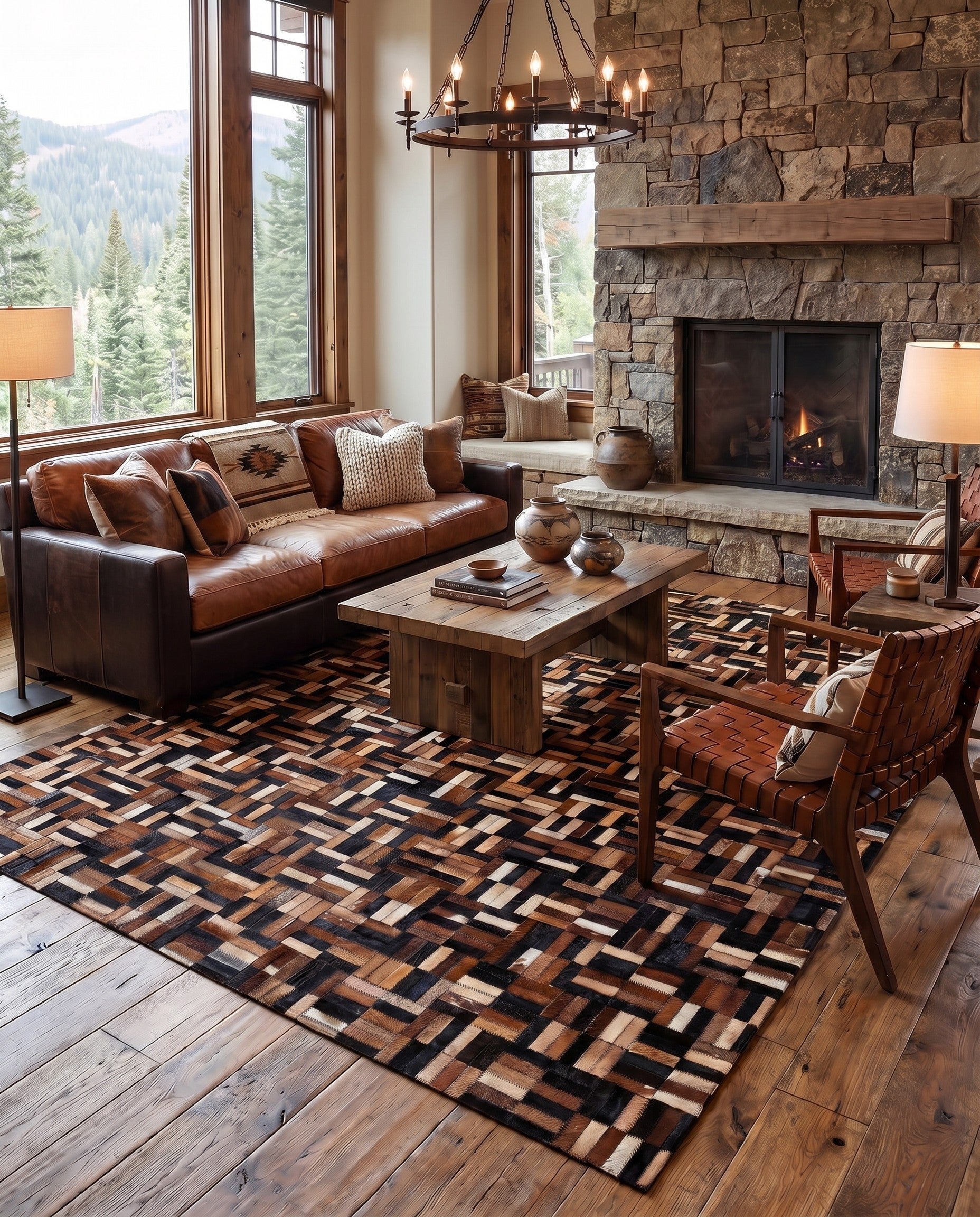 4' 11 x 7' 9 Cowhide - Patchwork Rug