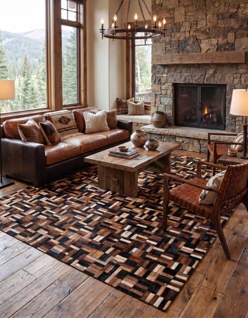 4' 11 x 7' 9 Cowhide - Patchwork Rug