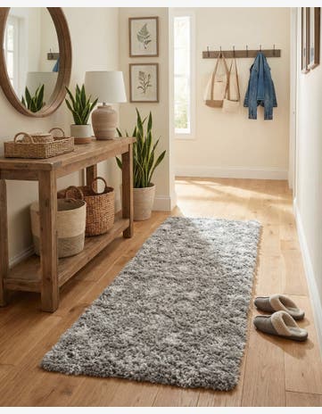 Gray Moroccan Trellis Shag Runner Rug