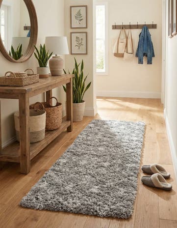 Gray Moroccan Trellis Shag Runner Rug