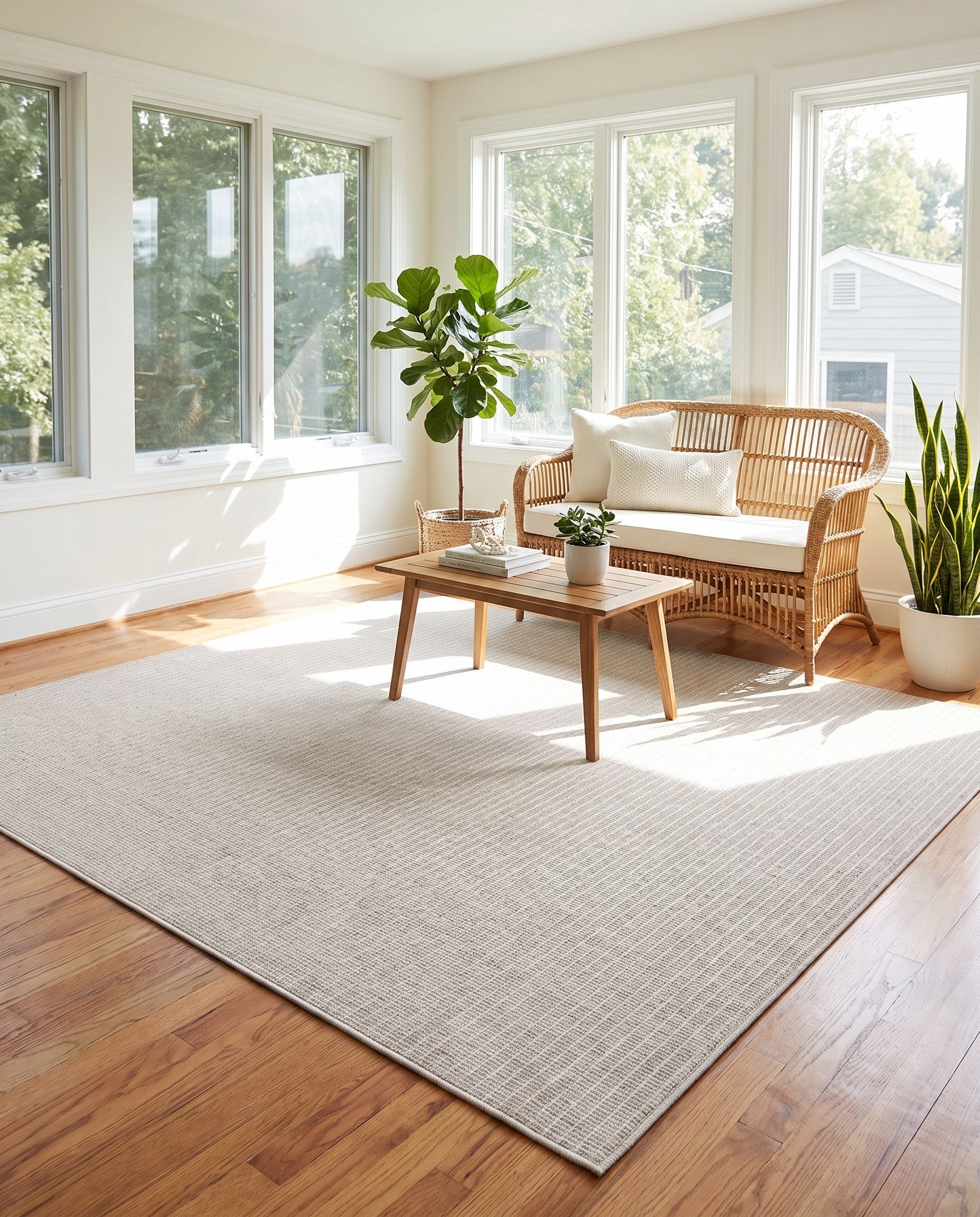 7' 10 x 7' 10 Easy-Clean Checkered Indoor / Outdoor Square Rug