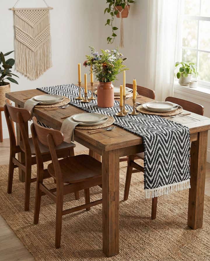 1' 2 x 10' Hand Woven Chindi Chevron Table Runner Rug