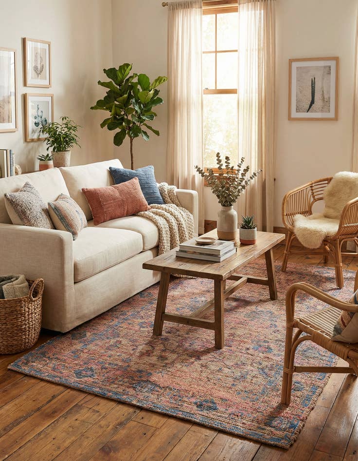 Detail image of 5' 3 x 8'  Hand Woven Chenille Jute Rug