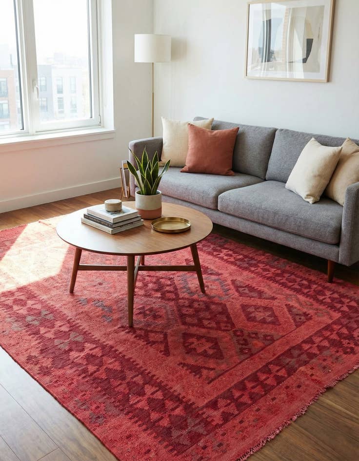 Detail image of 5' x 6' 5  Hand Woven Kilim Modern Wool Rug