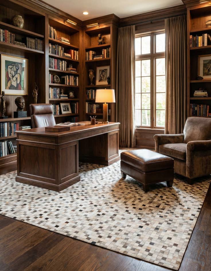 Detail image of 7' 11 x 9' 11 Cowhide Stocks Rug