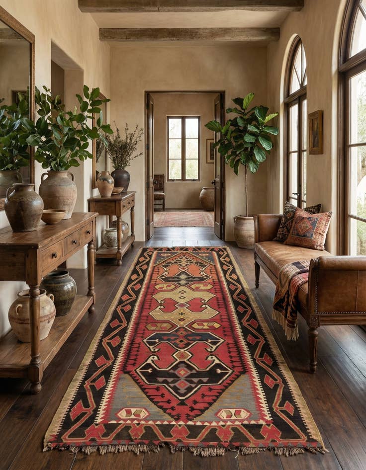 Detail image of 5' 4 x 11' 2  Hand Woven Kilim Fars Wool Runner Rug