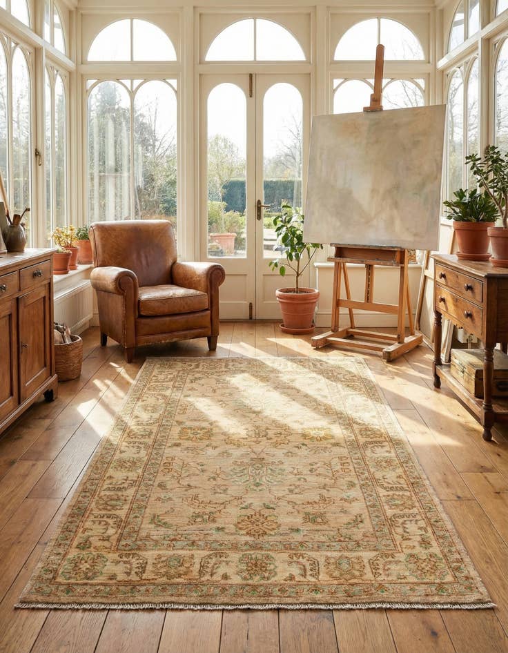 Detail image of  3' 2 x 5' 6  Hand Knotted Peshawar Ziegler Oriental Rug