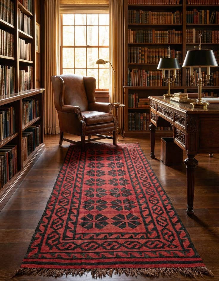 Detail image of 5' 7 x 13' 4  Hand Woven Kilim Fars Wool Runner Rug