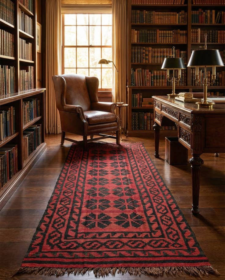 Detail image of 5' 7 x 13' 4 Hand Woven Kilim Fars Wool Runner Rug