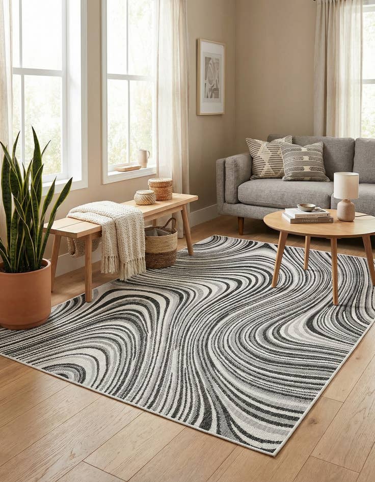 Detail image of 4' x 6'  Washable Modern Indoor / Outdoor Rug