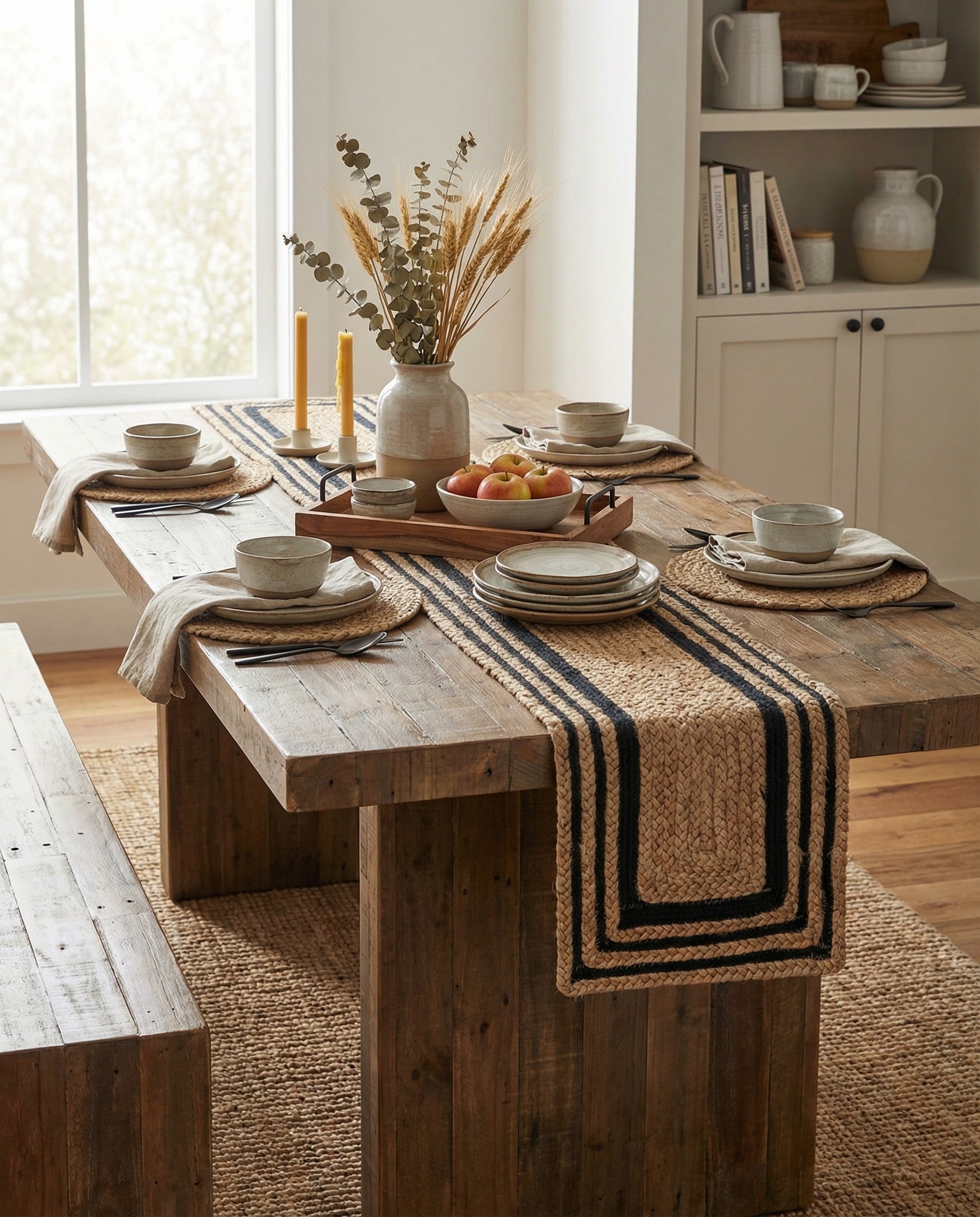  1' 2 x 4' 1  Hand Braided Jute Table Runner Rug