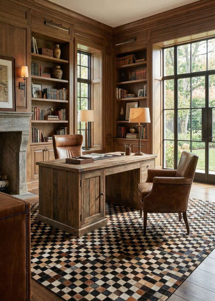 5' x 8' 1 Cowhide Leather Rug