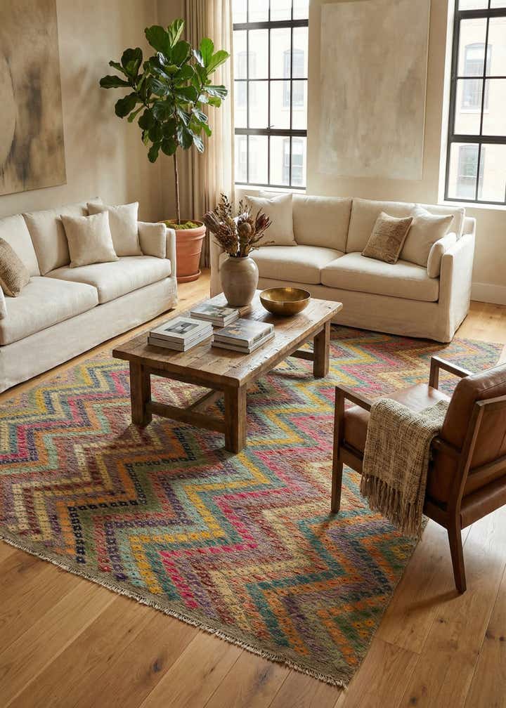 8' 8 x 11' 2 Hand Woven Kilim Modern Wool Rug