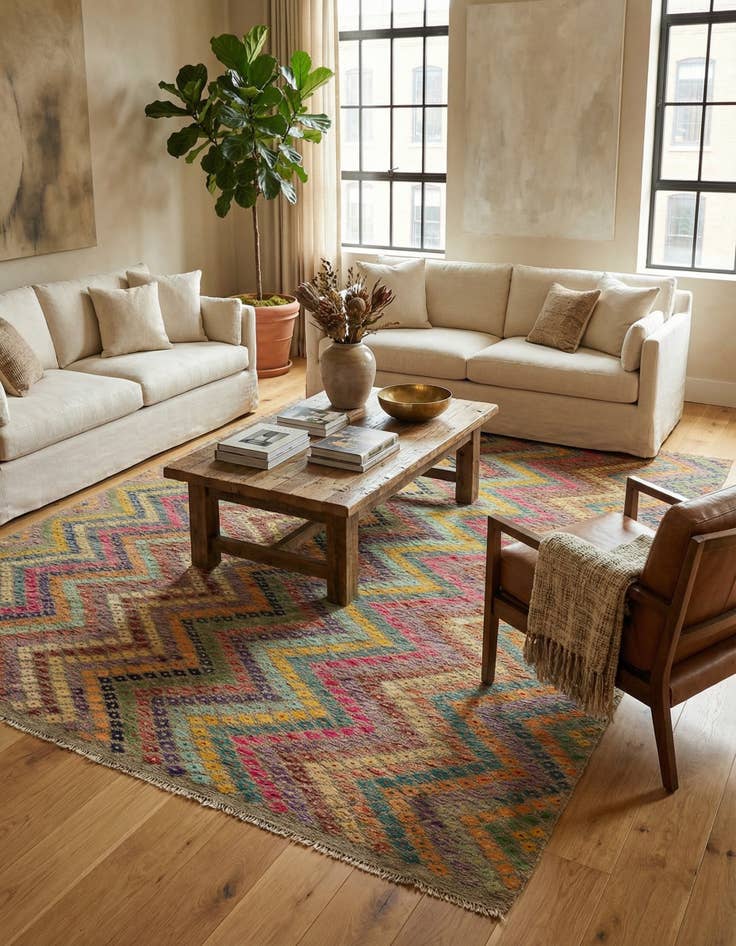 Detail image of 8' 8 x 11' 2  Hand Woven Kilim Modern Wool Rug