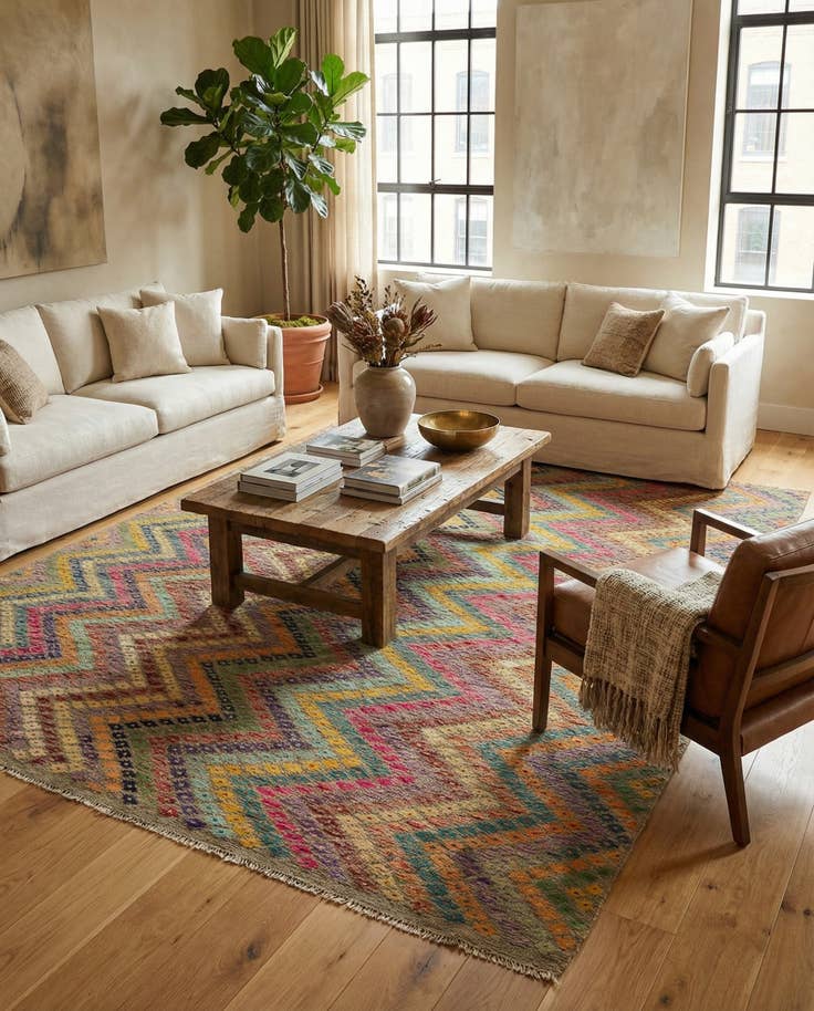 Detail image of 8' 8 x 11' 2 Hand Woven Kilim Modern Wool Rug