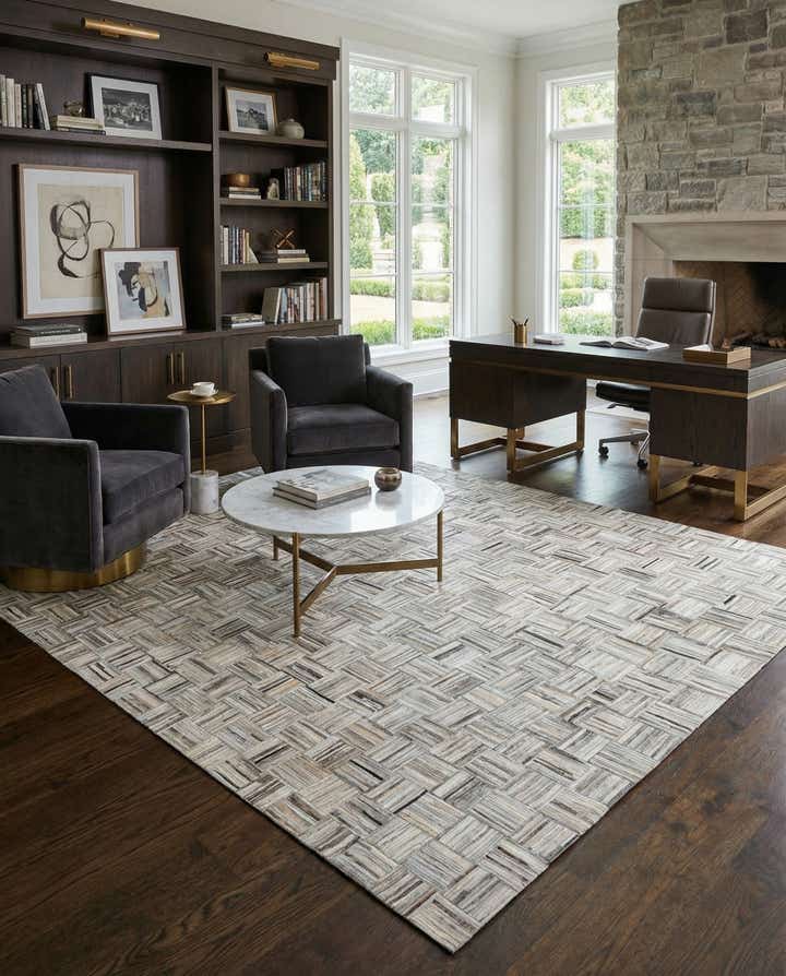 7' 10 x 9' 9 Cowhide Leather Rug