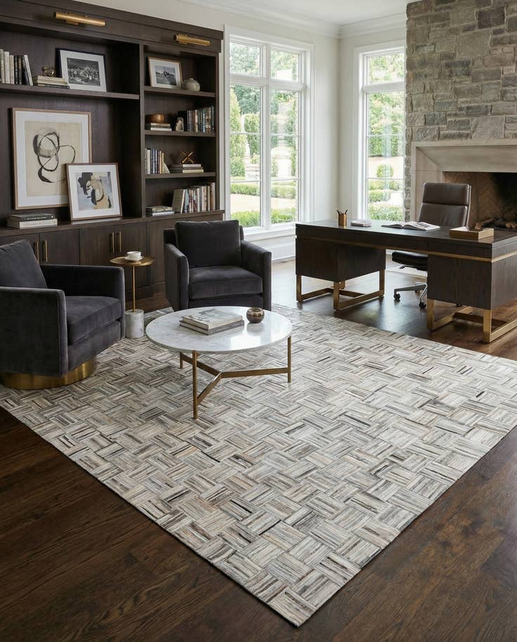 Detail image of 7' 10 x 9' 9 Cowhide Leather Rug