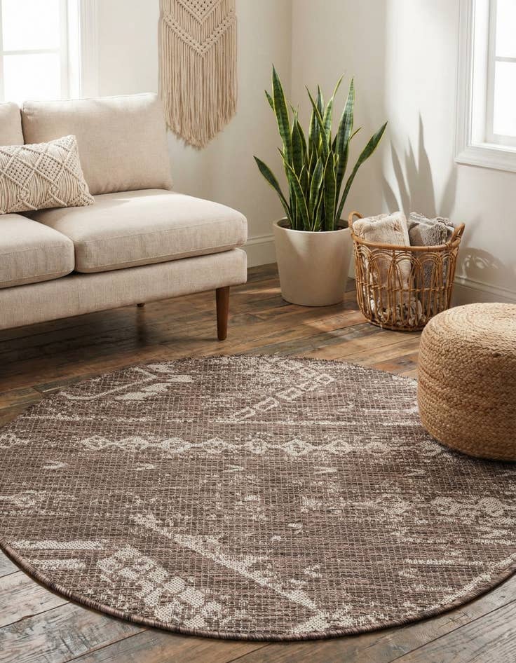 Detail image of  3' x 3'  Washable Bohemian Indoor / Outdoor Round Rug