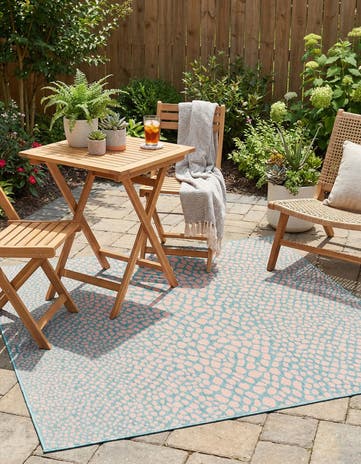 Pink and Aqua Easy-Clean Jill Zarin Cape Town Indoor / Outdoor Square Rug