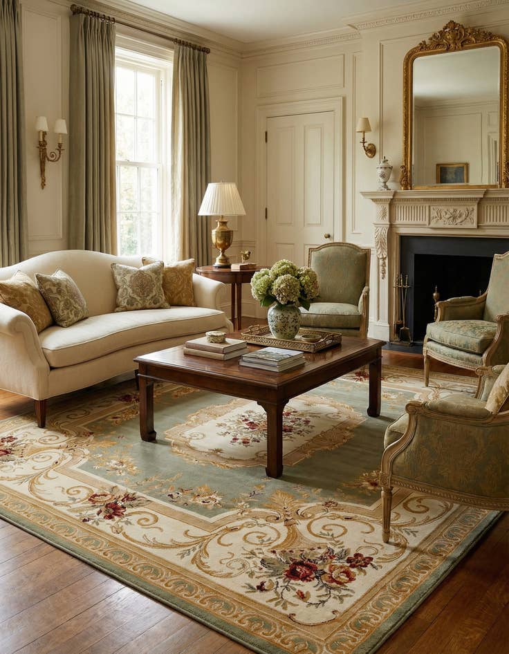 Detail image of 10' x 10' Classic Aubusson Square Rug