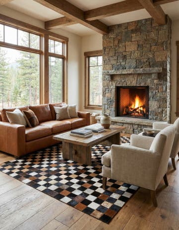 5' x 8' Cowhide Leather Rug