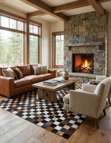 5' x 8' Cowhide Leather Rug